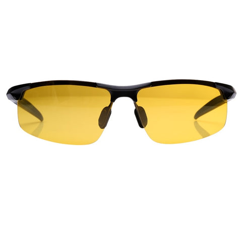 Reedoon Men Night Vision Glasses Polarized Anti-Glare Lens Aluminium Magnesium Frame Yellow Sunglasses Driving Goggles For Car