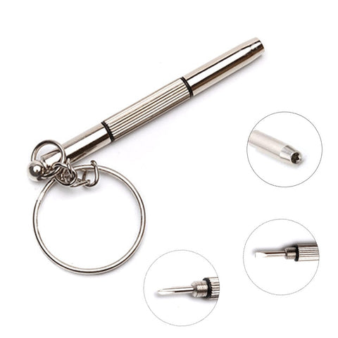 Fashion 3 in1 Eyeglass Screwdriver Hand Tools 3 in1 Eyeglass Screwdriver Sunglass Watch Repair Kit with Keychain