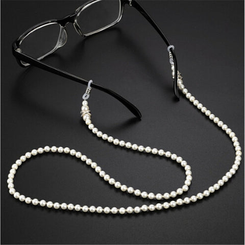1PC Fashion White Pearl Beaded Sunglass Reading Glasses Eyeglasses Chain Cord Holder Rope For Men Women