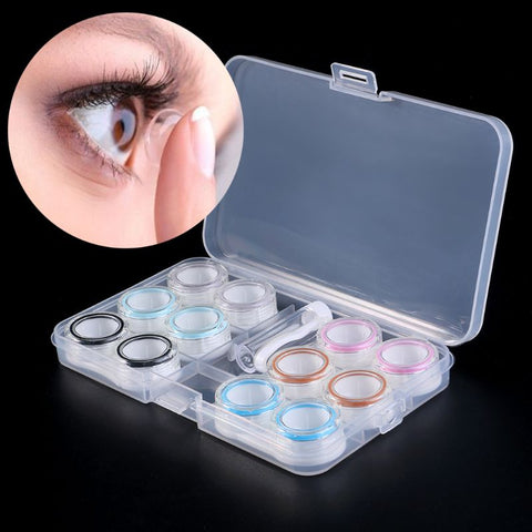 New 1 Set Unisex Contact Lens Case Box 6 Boxes Simple Transparent Leakproof Portable Storage Eye Care Kit Organizer Container
