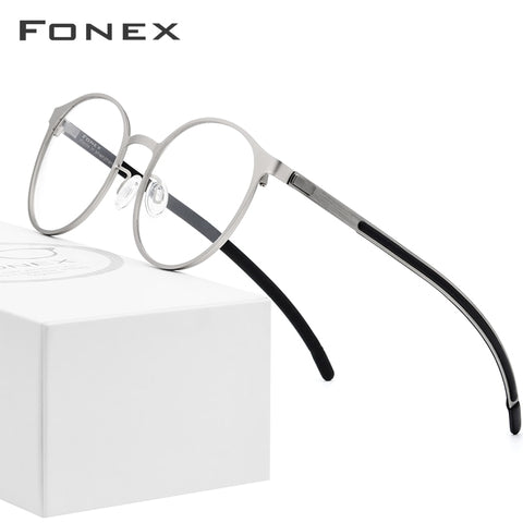 Titanium Alloy Optical Glasses Frame Men Ultralight Round Myopia Prescription Eyeglasses 2019 Male Korean Screwless Eyewear 984